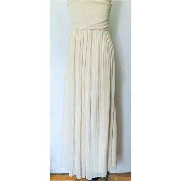 H&M CREAM ONE SHOULDER PLEATED LONG MAXI DRESS L - Picture 8 of 12